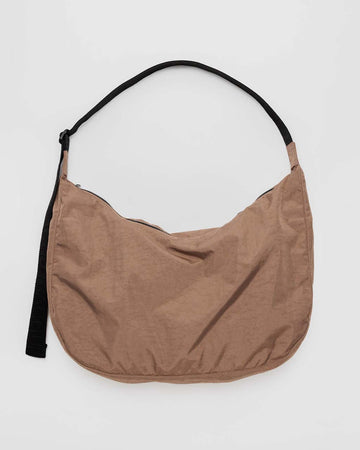 light brown large nylon crescent bag