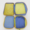 inside of set of 2 large packing cubes: periwinkle and lime green and green mesh with royal blue