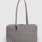 medium nylon black and white gingham bowler bag