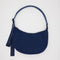 navy medium crescent bag with matching strap and zipper