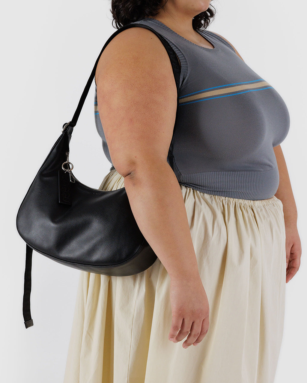 Medium Recycled Leather Crescent Bag