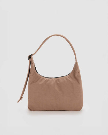 light brown mini nylon shoulder bag
