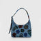 digital denim mini nylon shoulder bag with colorful flower and bird print