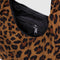 interior zipper in brown leopard mini nylon shoulder bag with adjustable strap