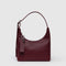 mahogany recycled leather mini nylon shoulder bag with matching strap and trim