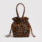 leopard print nylon drawstring bag with handle