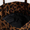 interior of leopard print nylon drawstring bag with handle