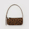 nylon leopard pochette bag with smiley charm and adjustable shoulder strap