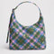 green and pink plaid star nylon shoulder bag