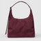 mahogany nylon shoulder bag with matching adjustable strap and zipper