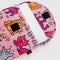 opened pink 13 in. puffy laptop sleeve with colorful pets print with laptop inside