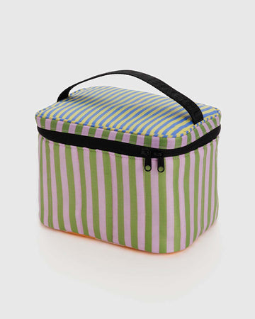 multi stripe puffy lunch bag