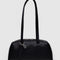 medium black recycled dome bowler bag with silver charm clasp