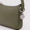 up close of loden green recycled leather pochette bag