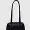 black small dome recycled leather bowler bag with silver charm clasp