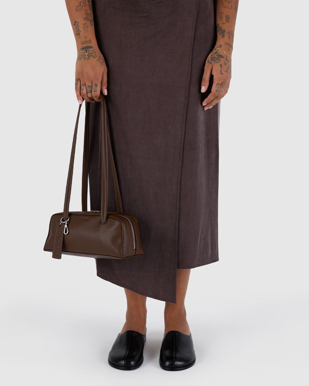 Small Recycled Leather Bowler Bag - Brown – ban.do