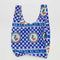 blue standard baggu bag with checkered tile print with cherry design