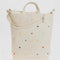 natural zip top duck bag with colorful embroidered hearts