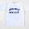 white tee with navy 'BRENTWOOD SWIM CLUB' across the front