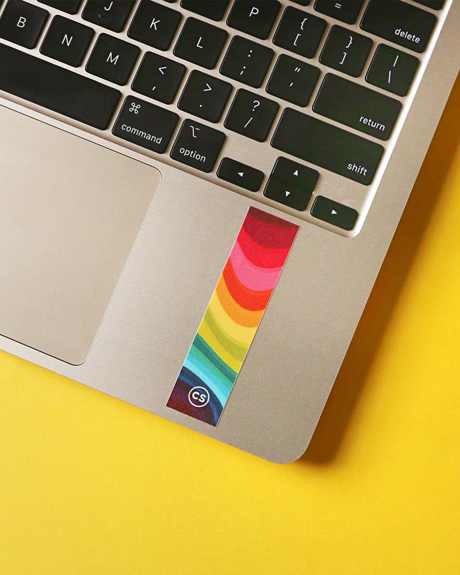 colorful wavy sensory sticker strips on laptop