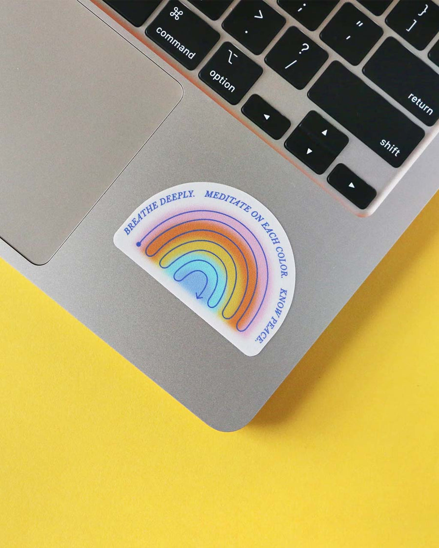 rainbow sensory sticker on laptop