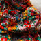 up close of colorful floral twist fabric headband