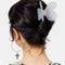 model wearing 3D clear butterfly hair claw