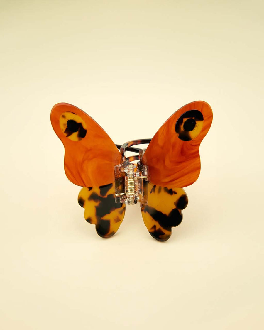 orange and tortoise shell moth hair clip