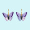 purple butterfly earrings with gold hoops