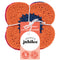 packaged set of four colorful poppy shaped crochet coasters