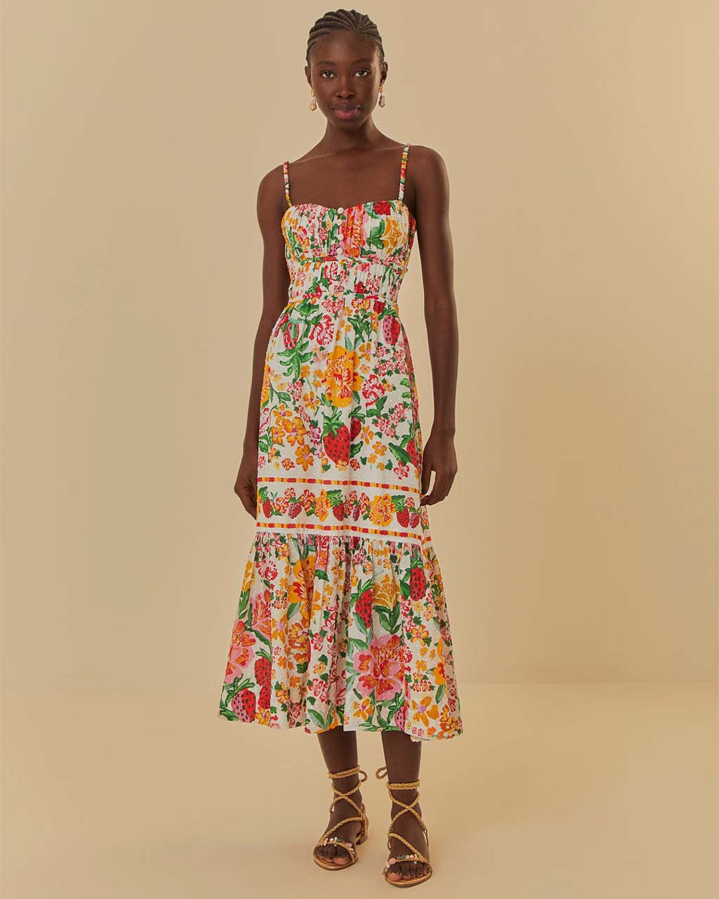 White Floral Sketch Midi Dress ban.do White Floral Sketch Midi Dress ban.do