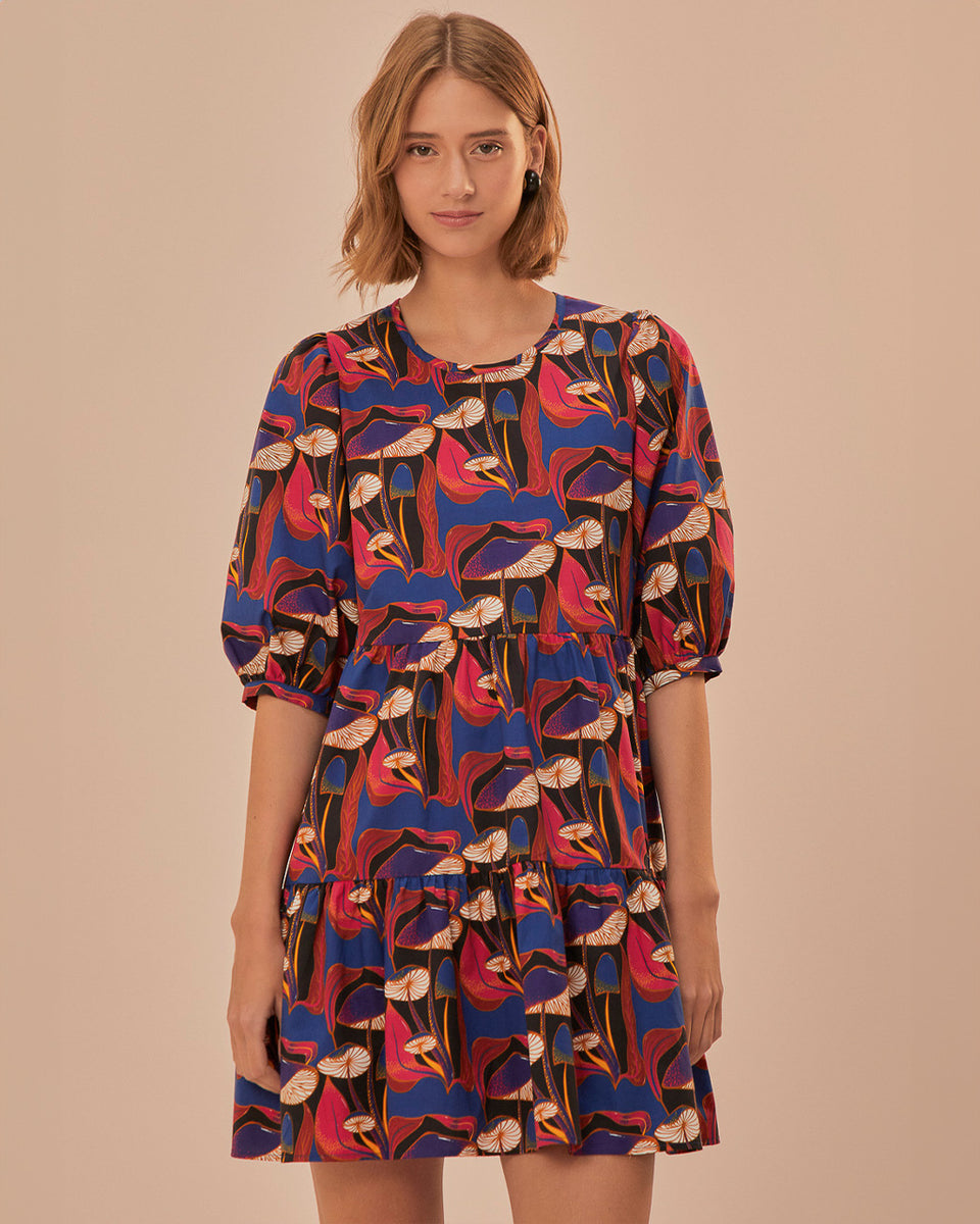 FARM Rio Women's Wild Mushrooms Puff Sleeve Mini Dress Black | XS FARM Rio Women's Wild Mushrooms Puff Sleeve Mini Dress Black | XS