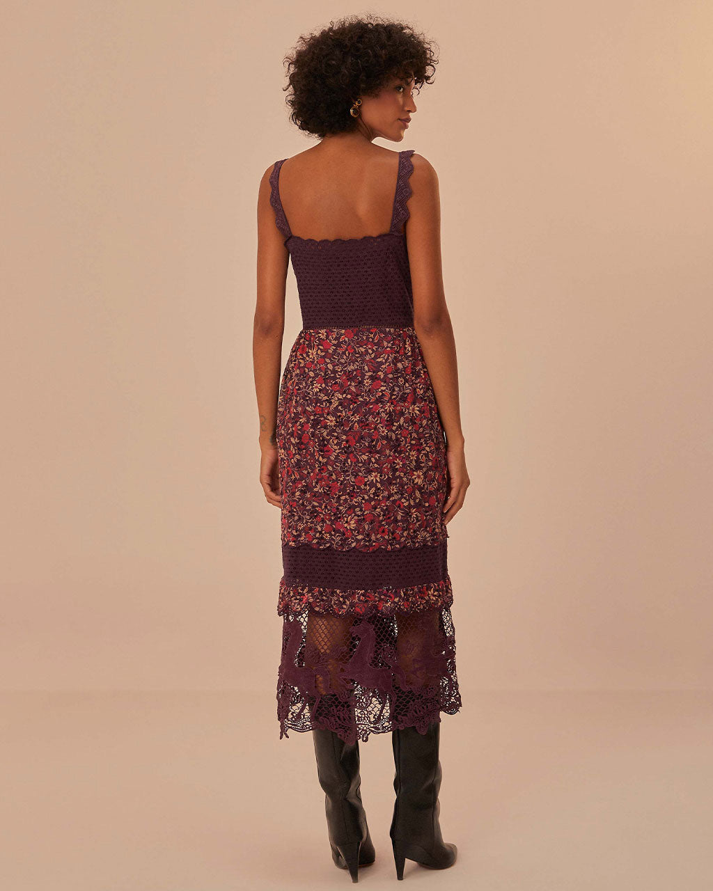 Farm Rio Purple Chelsea Garden Embroidered Lace Midi Dress, Chelsea Garden Purple / S Farm Rio Purple Chelsea Garden Embroidered Lace Midi Dress, Chelsea Garden Purple / S