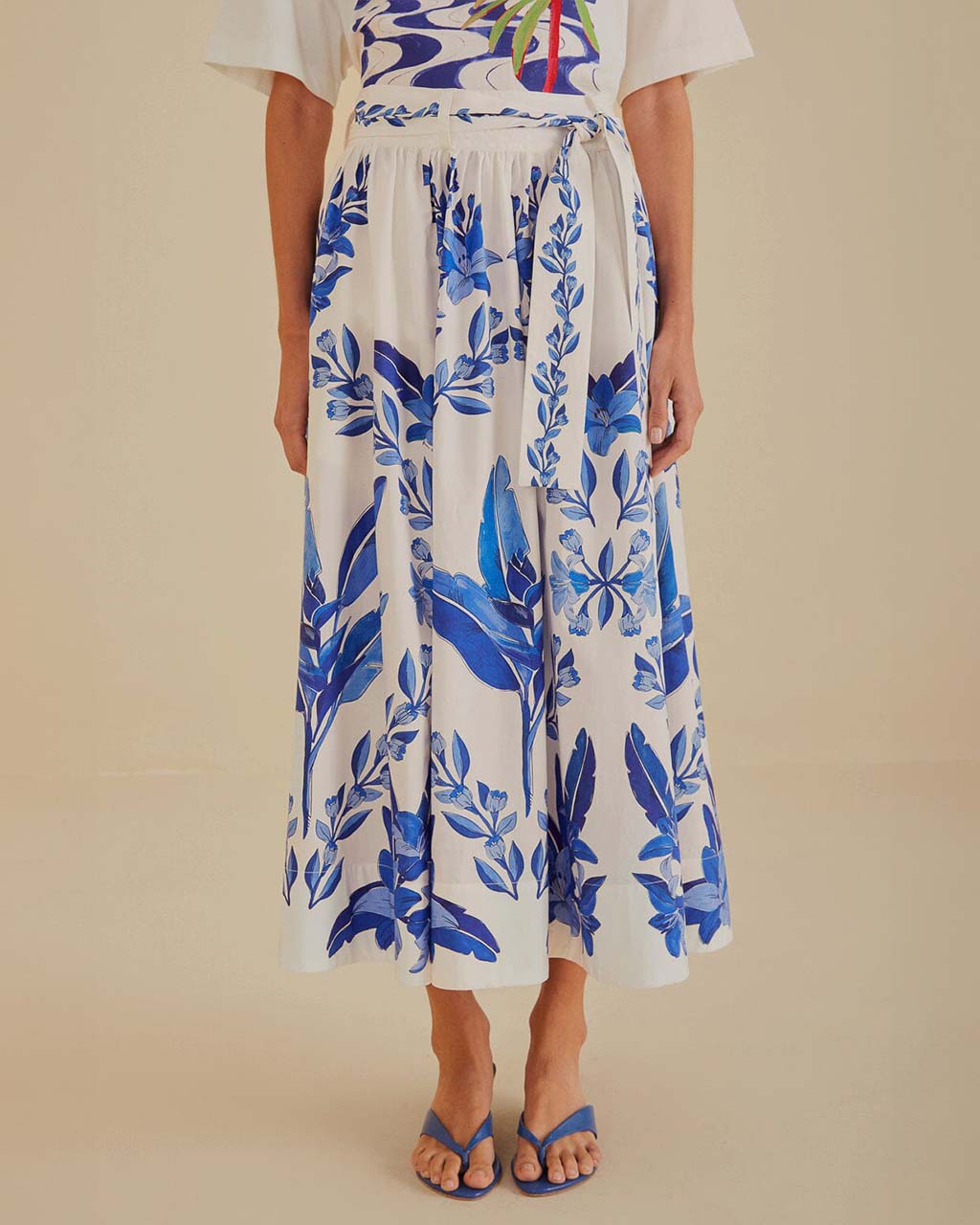 farm rio blue and white dress Farm Rio Yard Midi Skirt - Blue