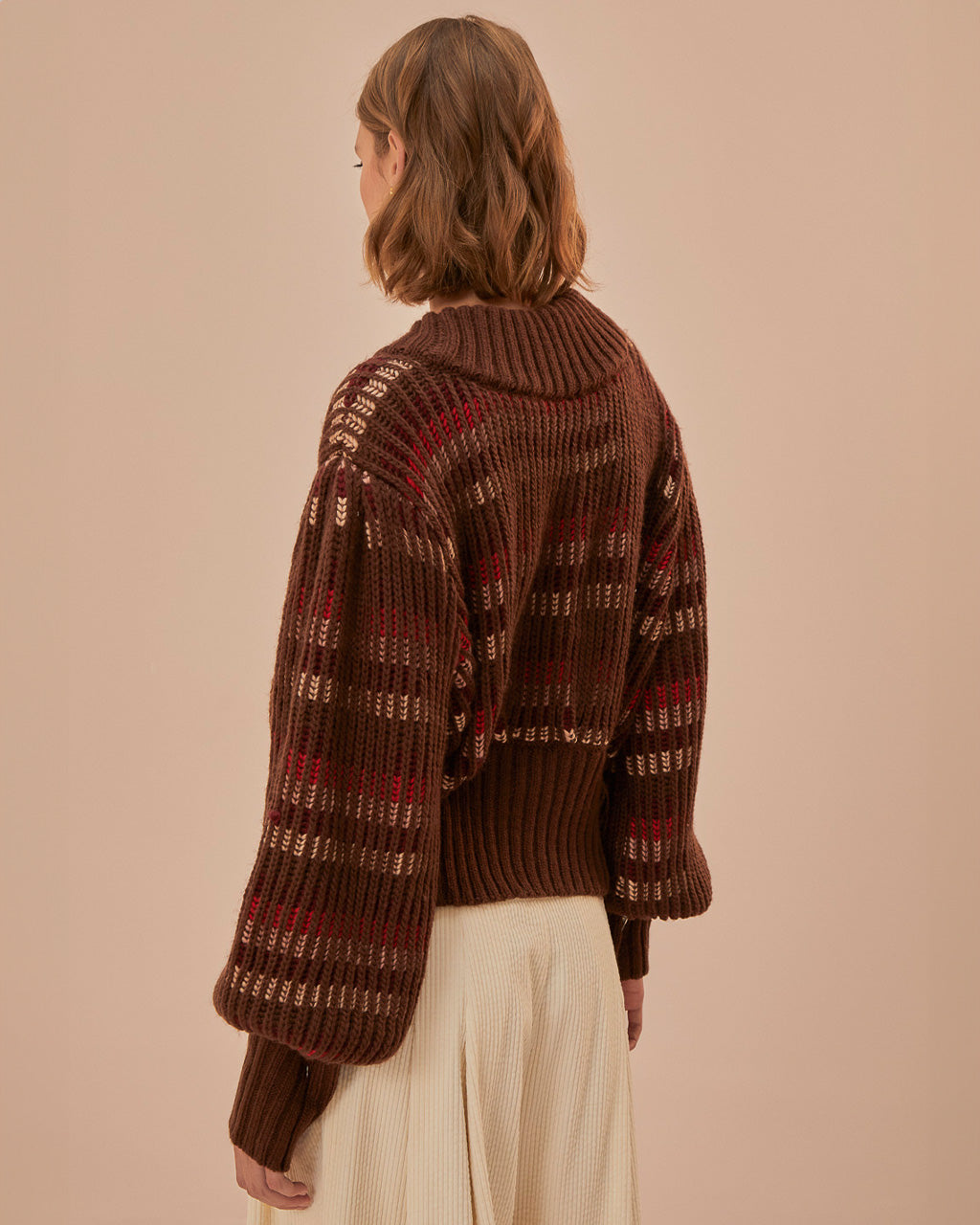 Red Colorful Stripe Knit Cardigan – ban.do