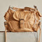 tan saddle bag crossbody with silver hardware