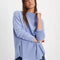 model wearing periwinkle oversized thermal top