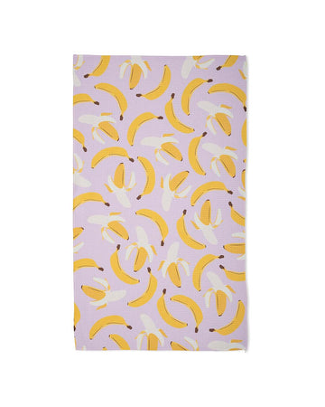 pink tea towel with banana print
