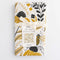 packaged white tea towel with goldenrod floral and bee print