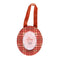 red, peach, and brown plaid round fabric frame ornament