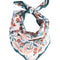 tied cream square bandana with dark teal green, blue, cream, red flowers