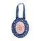 blue with pale pink posey round fabric frame ornament