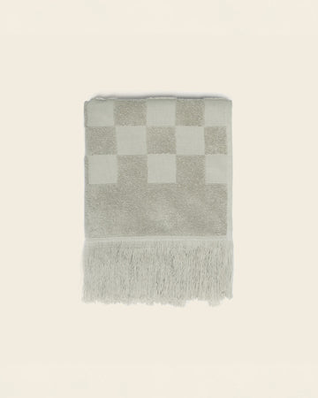 folded sage checkered bath hand towel
