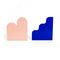 side view of pink and blue acrylic scalloped bookends