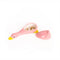 opened ceramic pink duck jewelry tray with gold earrings inside