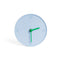 blue round clock with green hands