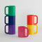 set of 6 rainbow mugs: green, blue, purple, pink, orange and yellow