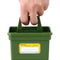 model holding green small storage caddy