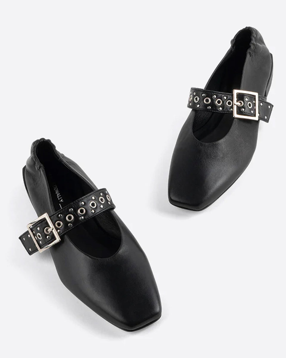 Lemaire Mary Jane leren ballerina's Zwart