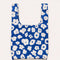 cobalt blue shopper bag with abstract white flowers